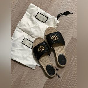 Gucci Espadrille Sandals GG Black Size 7
